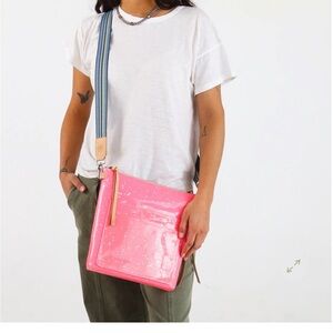 Brand new in packaging CONSUELA Shine Tour Croasbody glitter pink side zip